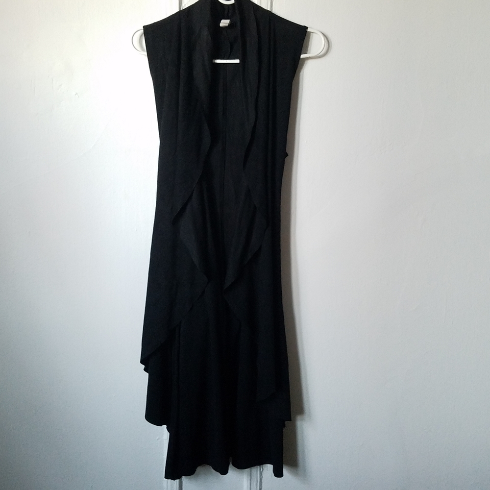Suede Black Sleeveless Duster with Belt